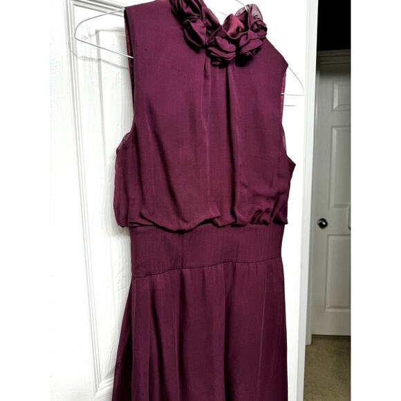 Antonio Melani Silk Dress with Flower Detail Around Neck - Size 4 - Picture 2 of 13